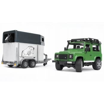 Bruder Land Rover Defender Con Remolque Caballos, Modelo Vehículo Con Caballo 4001702025922