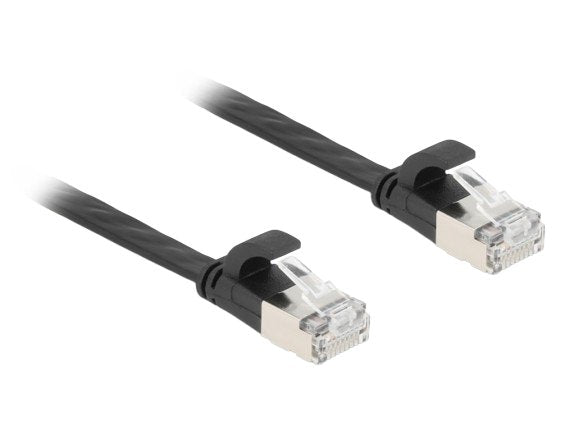 Delock RJ45 Tape Plana Network Cable Connector Male a Male CAT.6A U FTP 7,5M Black