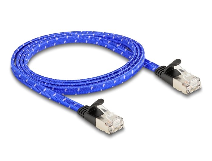 Delock RJ45 Network Cable Flat Trenzado CAT.6A U/FTP 1M Blue