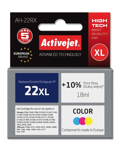 Activejet Ink Ah-22RX (reemplazo HP 22XL C9352A - Premium - 18ML - Colour — image 1