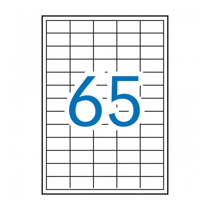 Apli Pack 6.500 Labels Rectangulares 38 X 21.2MM - 100 Hojas 65 Labels - Adhesive Removible - Cantos