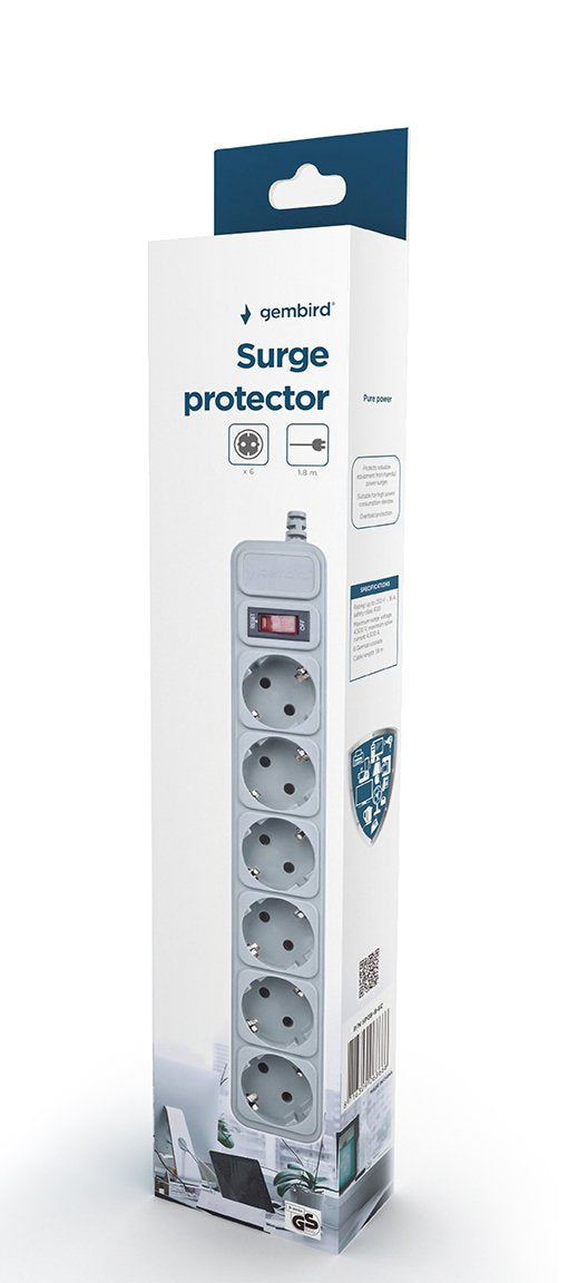 Gembird Power Strip 6 Sockets 1.80M Base Multiple SPG6-B-6C