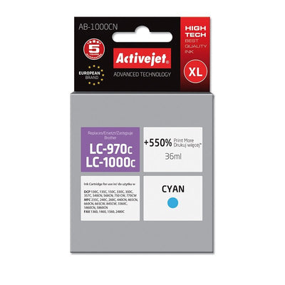 Activejet Ink Tusz AB-1000CN Cyan 35ML Brother LC1000C, LC970C — image 1