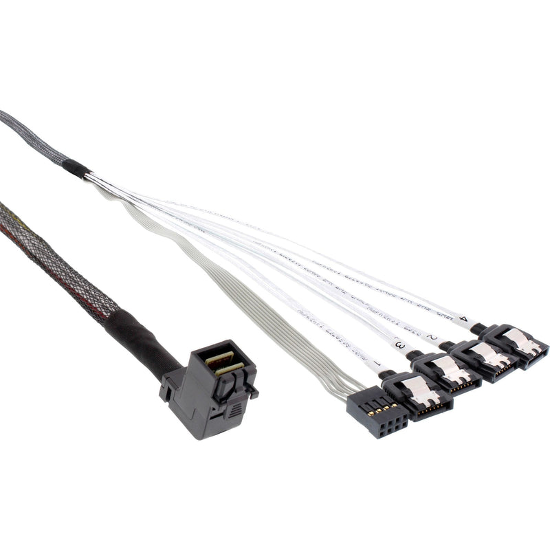 Inline Cable Mini Sas HD SFF-8643 Ángulo a 4X SATA + Band Side 0,5M