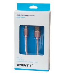 Eightt USB Cable a Lightning Metal Flex Nilon Pink 1M Trenzado