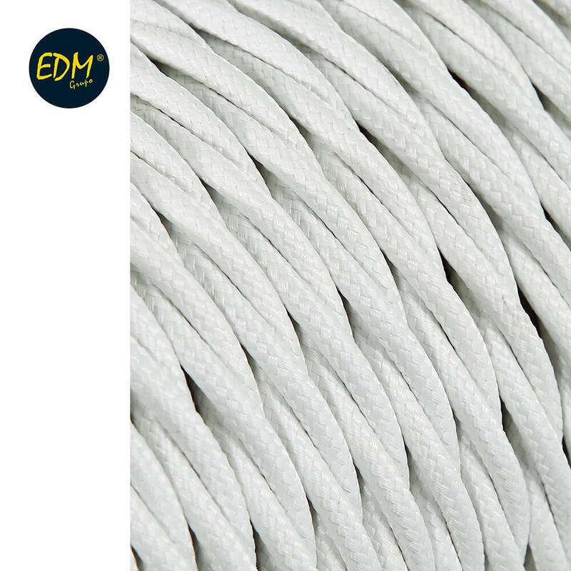 Cable Textil Trenzado 2X0,75MM C-01 Aluminium White Seda 5M