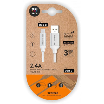 Tech One Tech USB Cable 2.0 TEC2006 USB Type-c Male USB Male 1M White — image 1