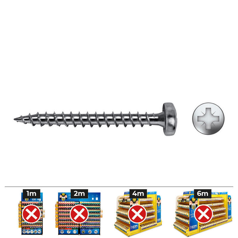 Box 1000 Unid. Screw Wood Vlox B Rosca Complete Alomado Impronta Pz Ø3,5X15 Mm Cincado