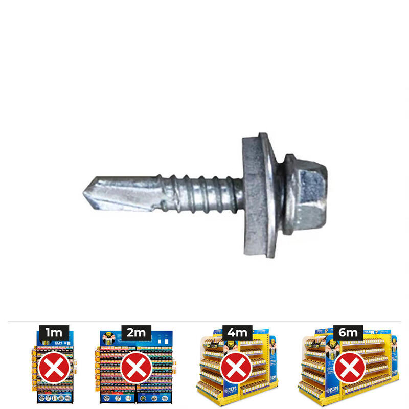Box 250 Units Screw 7301 Punta Drill Bit Cabeza Hexagonal Ø 5,5X50 Mm. Washer Epdm Ø16 Cincado