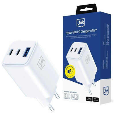 Charger Network Hyper GaN 65W 1x USB-A 2x USB-C Pd QC4 + White — image 1