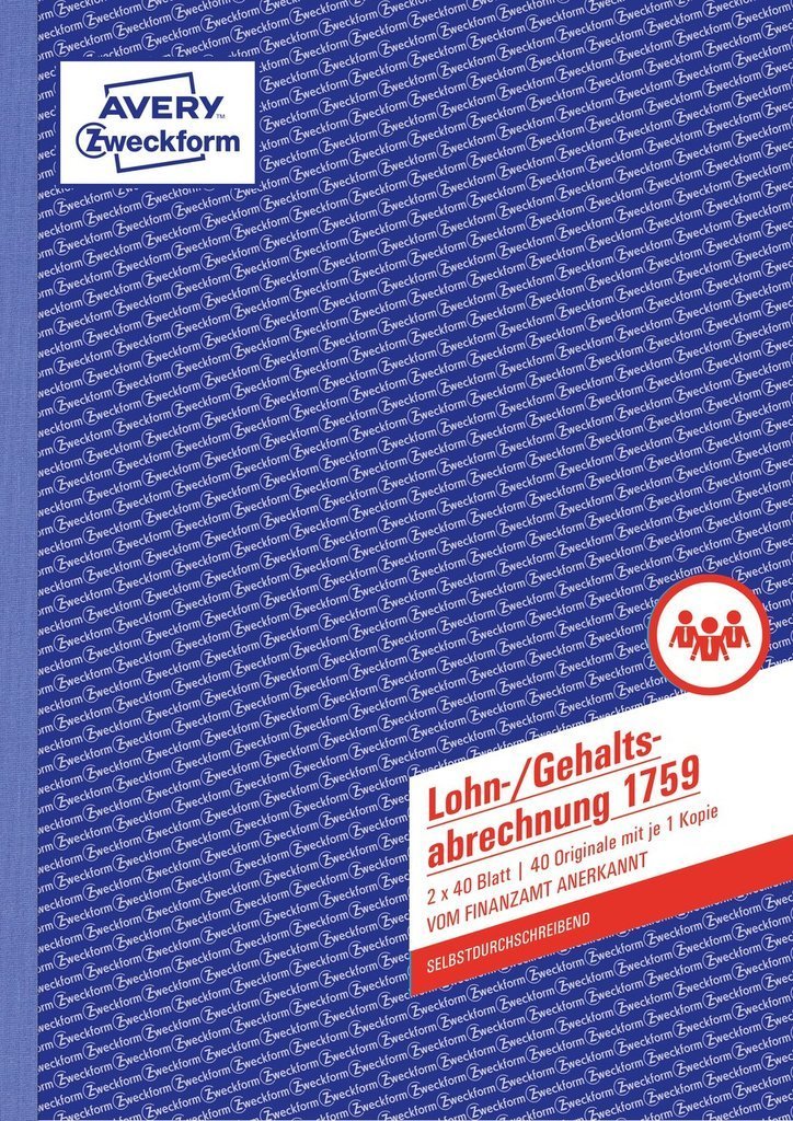 Avery Zweckform Avery - Lohn-/Gehaltsbuchführungsformular - 40 Hoja - A4 (210 X 297MM)