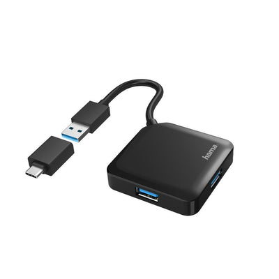 Hama Hub USB With 4 Ports And Adapter USB-C Usb-c, USB 3.2 With Transmisión 5GBIT/S), Colour Black — image 1