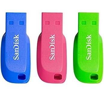 SanDisk USB Flash Drive Pack 3 Cruzer BLADE16GB USB 2.0 Design Green/Pink/Violet — image 1