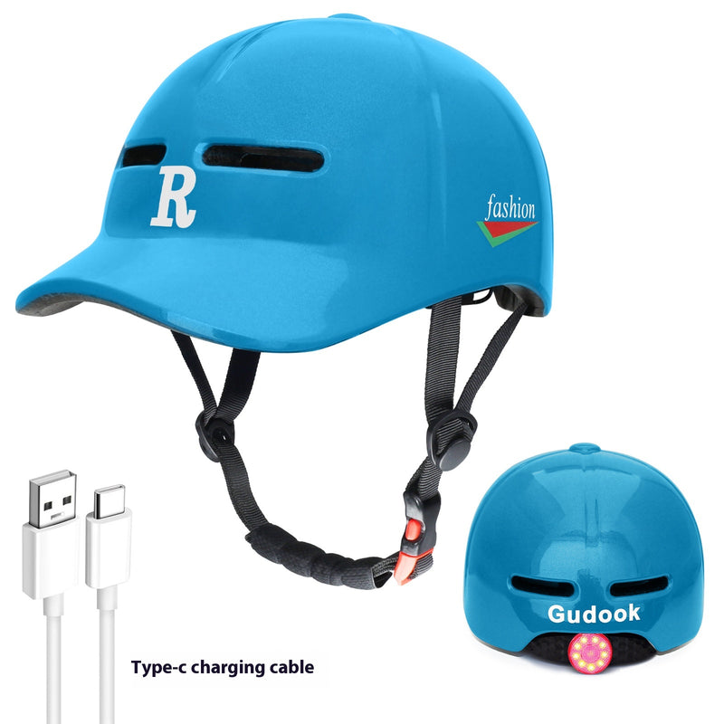 Duck Tongue Integrated Bicycle Riding Helmet Warning Light