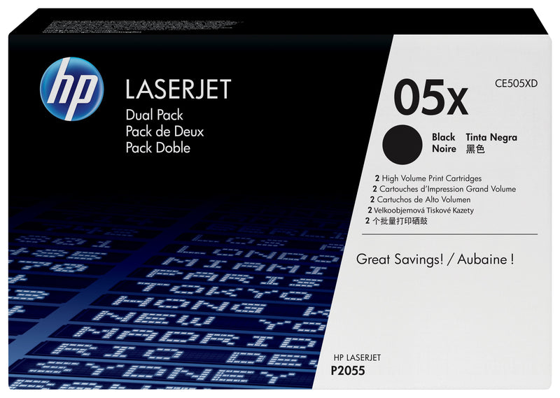 HP Genuine Toner 05X Black Pack 2 Units CE505XD