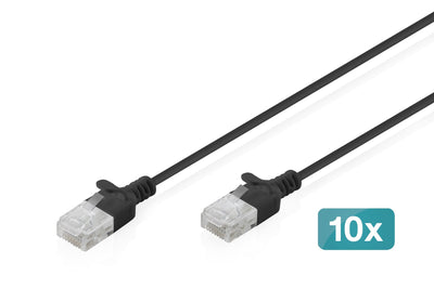 CAT.6 U-UTP Slim Network Cable, 1M, Black 10 Pcs — image 1