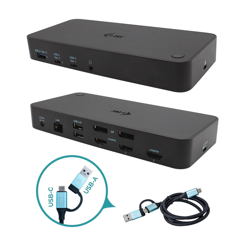 Port Replicador USB-C I-tec 3x HDMI + 2XDP + RJ45 + 2x USB 3.0 + USB 3.1 + 2x USB-C + Jack