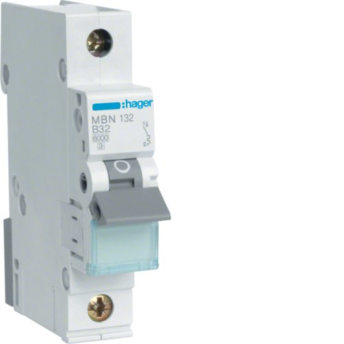 Hager Switch Magnetotérmico MBN132 1POLOS 6KA B-32A 1M