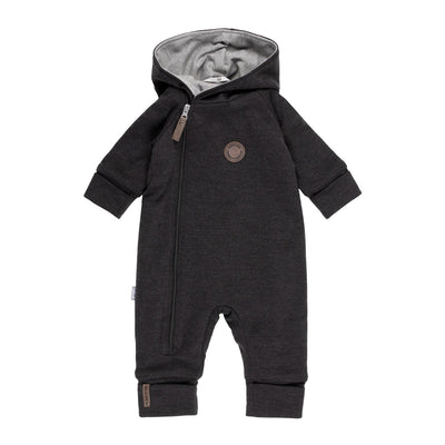 Cotton-Lined Merino Wool Baby Overall – Dark Grey