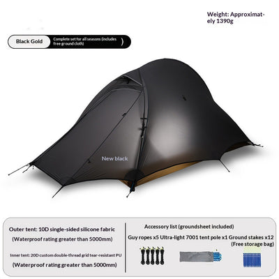 Camping Fishbone Outdoor Hiking Tent Rain- And Wind-resistant Lightweight Silicone-coated Trekking Tent For Cycling