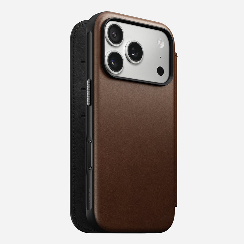 Nomad Case Magnética Leather Iphone 17 Pro Max. Rustic Brown Horween