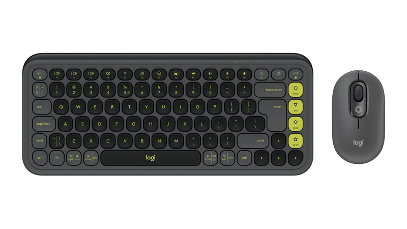 Logitech Keyboard English + Mouse Pop Icon Bluetooth QWERTY Internacional Ee.uu. Granito, Green