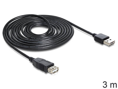 Delock Cable Easy-USB 2.0 Tipo-a - Alargo M/M 3M Black — image 1