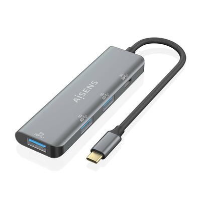 Aisens Hub USB 3.2 GEN1 5G USB-C - USB-C/M-1x USB-C/H-3x USB-A/H - 15CM - Colour Grey — image 1