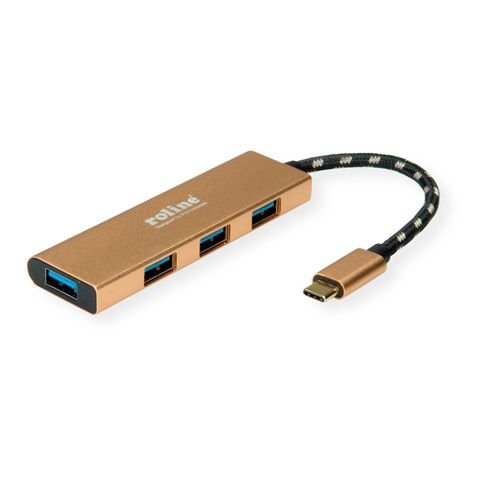 Roline Gold USB 3.2 Gen 1 Hub, 4VÍAS, Type-c Cable Connection