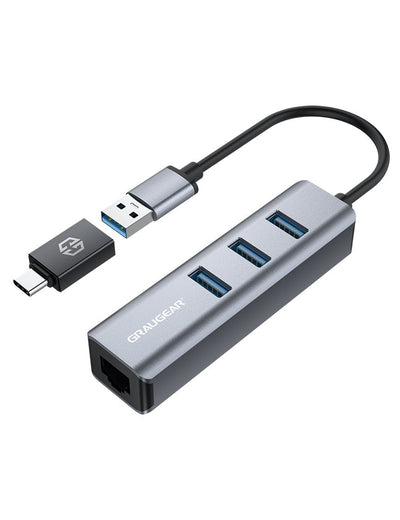 Hub USB Grisgear 3 Ports USB 3.0 Type-a + Gbit LAN Minorima — image 1