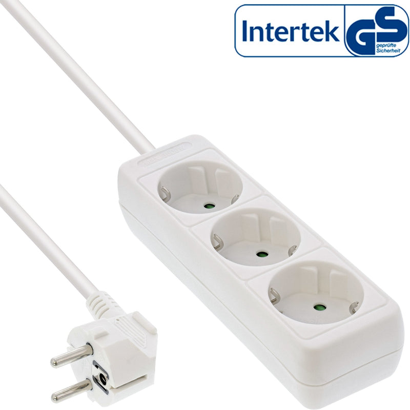 Inline Power Strip 3 Sockets 3X Type F With Security Children White 1.5M