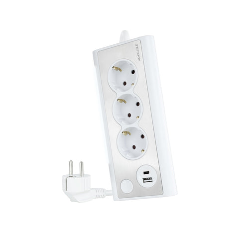 Nanocable Power Strip Desktop With 3X Shuckos, 1x USB-C And 1x USB-A - Iluminacion LED With Switch - Cable 1.5 — image 1