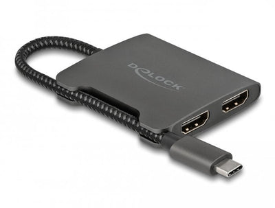 Delock Adapter USB , Plug USB-C 2X Socket HDMI Black 15CM, Divisor Vídeo, Mst 4K 60 HZ 87778 — image 1