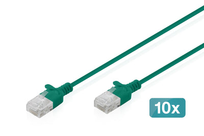 CAT.6 U-UTP Slim Network Cable, 0,3M, Green 10 Pcs — image 1