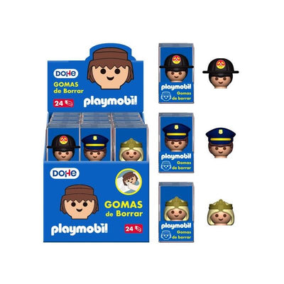 Dohe Playmobil Expositor 24 Gomas Borrar - Fabricadas Pvc - Decoradas Playmobil Policia, Bombero And Princesa — image 1