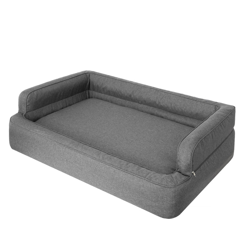 Mano Ergonomic Dog Bed with Removable Cover – Taupe, L