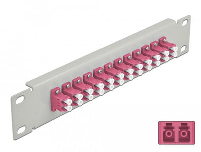 Delock 66790 Panel Connection Fibre Optic 10 12 Ports Lc Duplex Violet 1U Grey — image 1