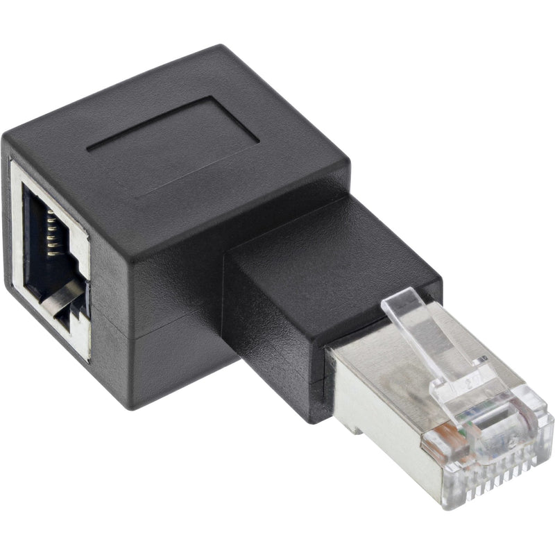 Inline Adapter Network Cable CAT.6A, Plug/Socket RJ45, Acodado 90° a Izquierda
