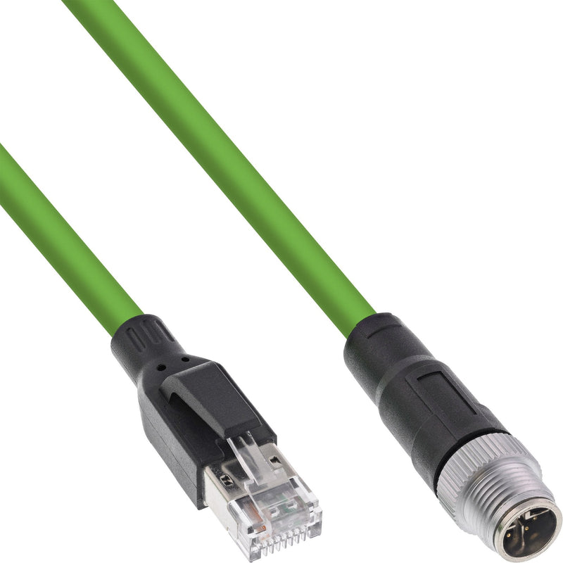 Inline® Industrial Network Cable M12 8-PIN X-coded a RJ45 Plug, CAT.6A Pur 3M