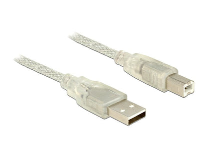 Delock USB Cable 2.0 Type-a Male USB 2.0 Type-b Male 1.5M Transparent — image 1