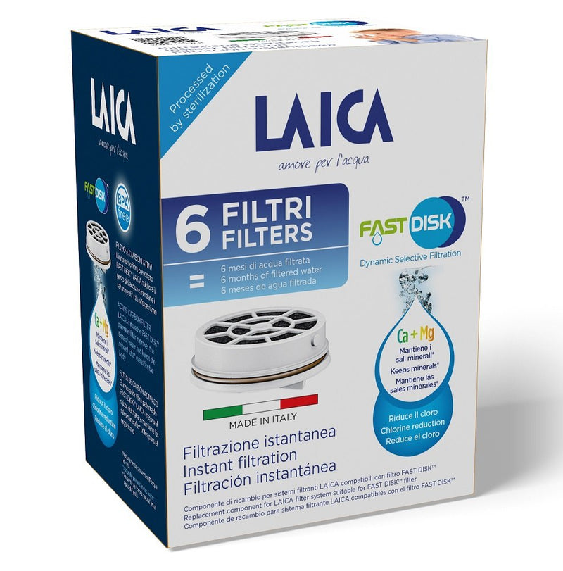 Laica Filter Carbón Fast Disk FD06A Pack 6 Units Compatibilidad Flown Go
