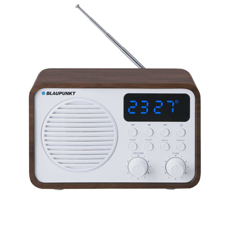 Blaupunkt Radio Portátil Con Bluetooth Y USB PP7BT, Color Marrón Madera/Blanco