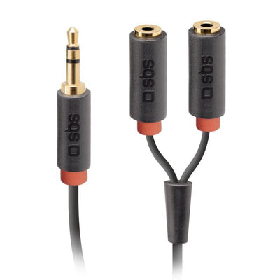 Sbs Tecablesplitter Cable Audio 0,2M 3,5MM 2 X 3.5MM Black — image 1