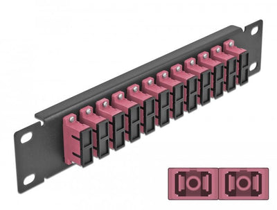 Delock 66775 Panel Connection Fibre Optic 10 12 Ports Sc Duplex Violet 1U Black — image 1