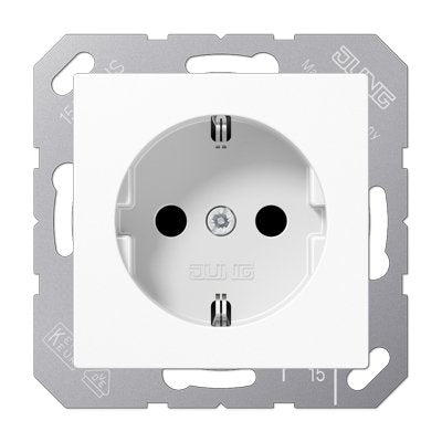 Jung A1520BFKIWW Schuko Socket Power Resistant a Roturas White Alpino