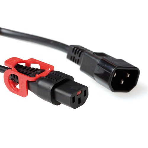 Powercord C13 IEC Lock + - C14 Black 2M, PC1526
