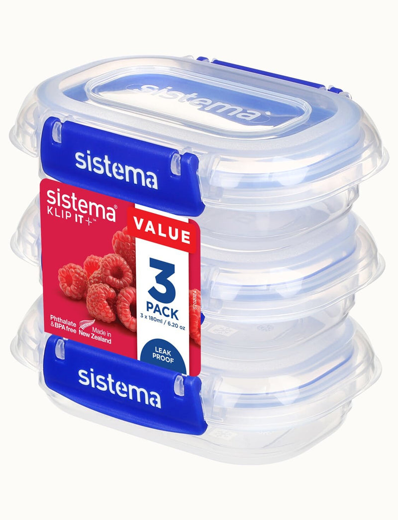 Simema Lunch Box Set Klip It Plus 3 X 180ML Blue