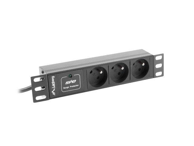 Lanberg PDU-03F-0200-IEC-BK Rack Pdu 10 1U 10A, 3X 230V Shucko 2M, Black