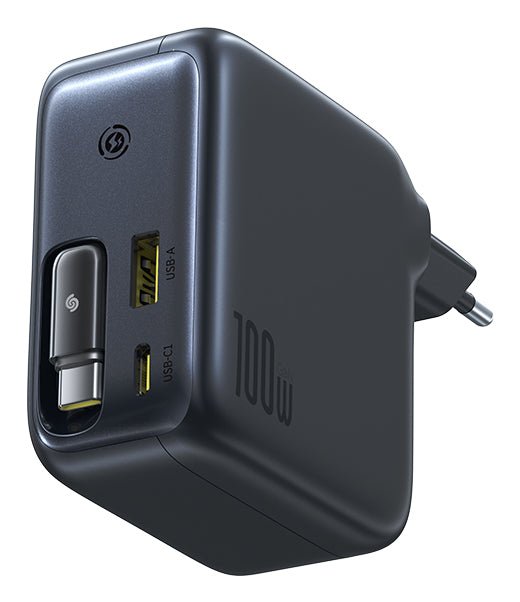Enercore CJ11 Fast Charger With Retractable Cable 2C + U 100W Eu Cluster Black