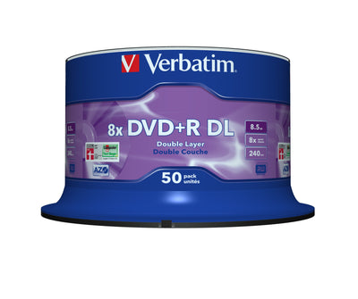 Verbatim 43758 Dvd + R Dl Verbatim Spindle 50 8.5GB 8X Matt Silver Surface — image 1